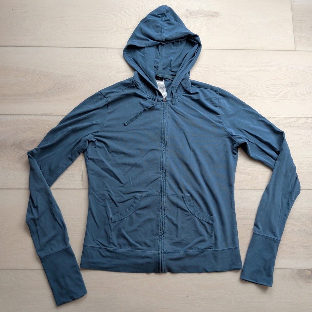 Patagonia Graviti Full Zip Hoodie Womens Large Blue Cotton Tencel Blend 53705